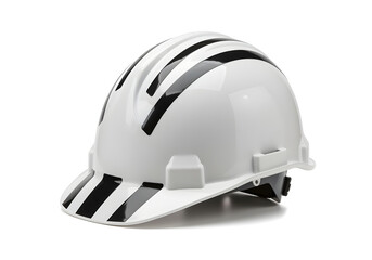 Fototapeta premium White hard helmet with black stripes.