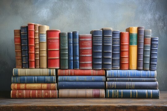 A neatly arranged row of books stacked on a shelf.