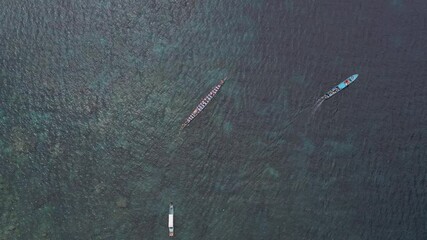 Drone footage of a boat during a traditional ceremony in Banda Neira, Maluku, Indonesia
