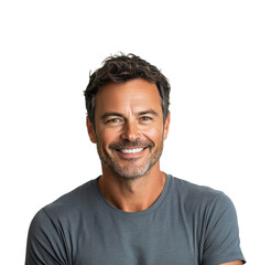 Obraz premium Smiling man portrait neutral emotions. Isolated on transparent background, png.