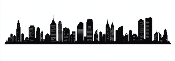 Obraz premium City silhouette vector set. Panorama city background. Skyline urban border collection. 