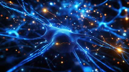 Obraz premium Neural Connections Glowing with Electric Energy Puls