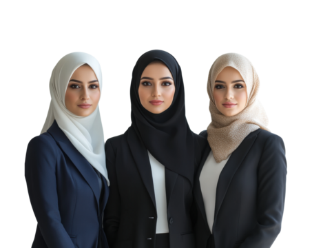 Professional women in hijabs portrait. Isolated on transparent background, png.