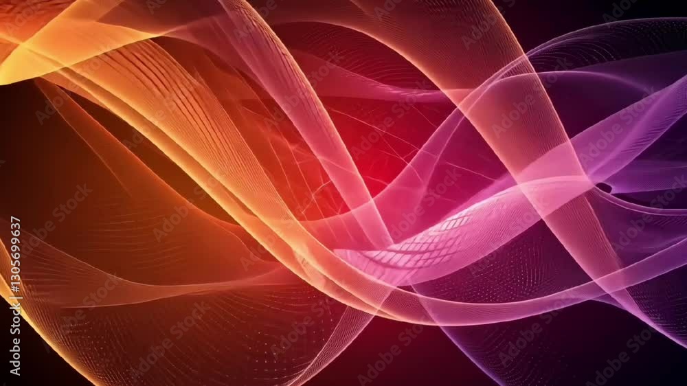 Poster abstract flowing red and orange silk waves with smooth motion texture and gradient