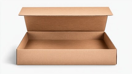 Open Cardboard Box on White Background: Packaging, Shipping, Delivery Concept