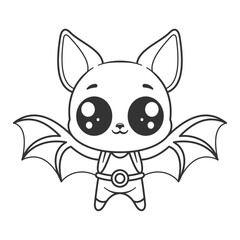 Cute bat animal wearing a hero costume, for coloring