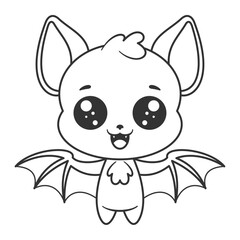 Cute bat standing and flapping its wings, for coloring