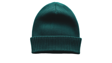 green  knitted cap , hat of wool for cold weather isolated on white , transparent png 