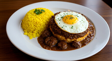 African lamb bobotie, spiced lamb with an egg topping