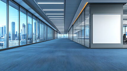 Obraz premium Modern office corridor, city view