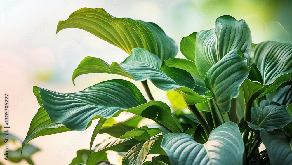 Poster vibrant green foliage captured in natural light highlighting intricate leaf patterns and textures in
