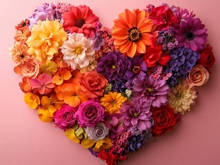 Colorful floral heart arrangement