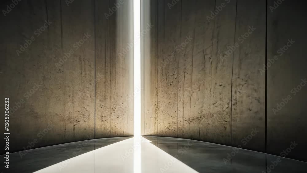 Aufkleber light beams illuminate a narrow space between two concrete walls in a modern architectural setting