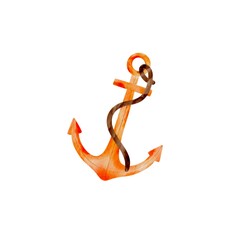 Naklejka premium Watercolor orange Anchor Illustration