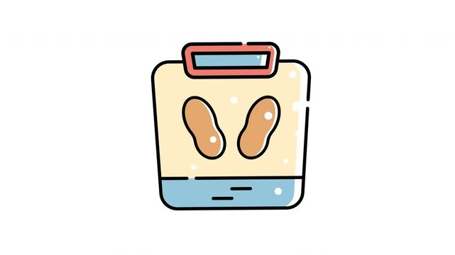 animation Of a bathroom scale. Bathroom scale with numbers visible. Ideal for health, fitness, weight loss, dieting, lifestyle, and selfcare concepts in design projects.