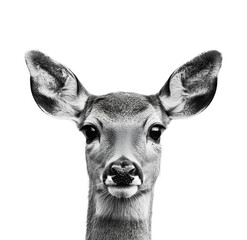 Deer portrait nature animal. Isolated on transparent background, png.