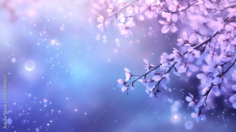 Aufkleber Cherry tree blossom flowers blooming on a beautiful spring day with a soft glowing bokeh background creating a dreamy atmosphere