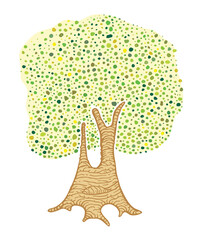 Wood in different colors green yellow geometry pointillism