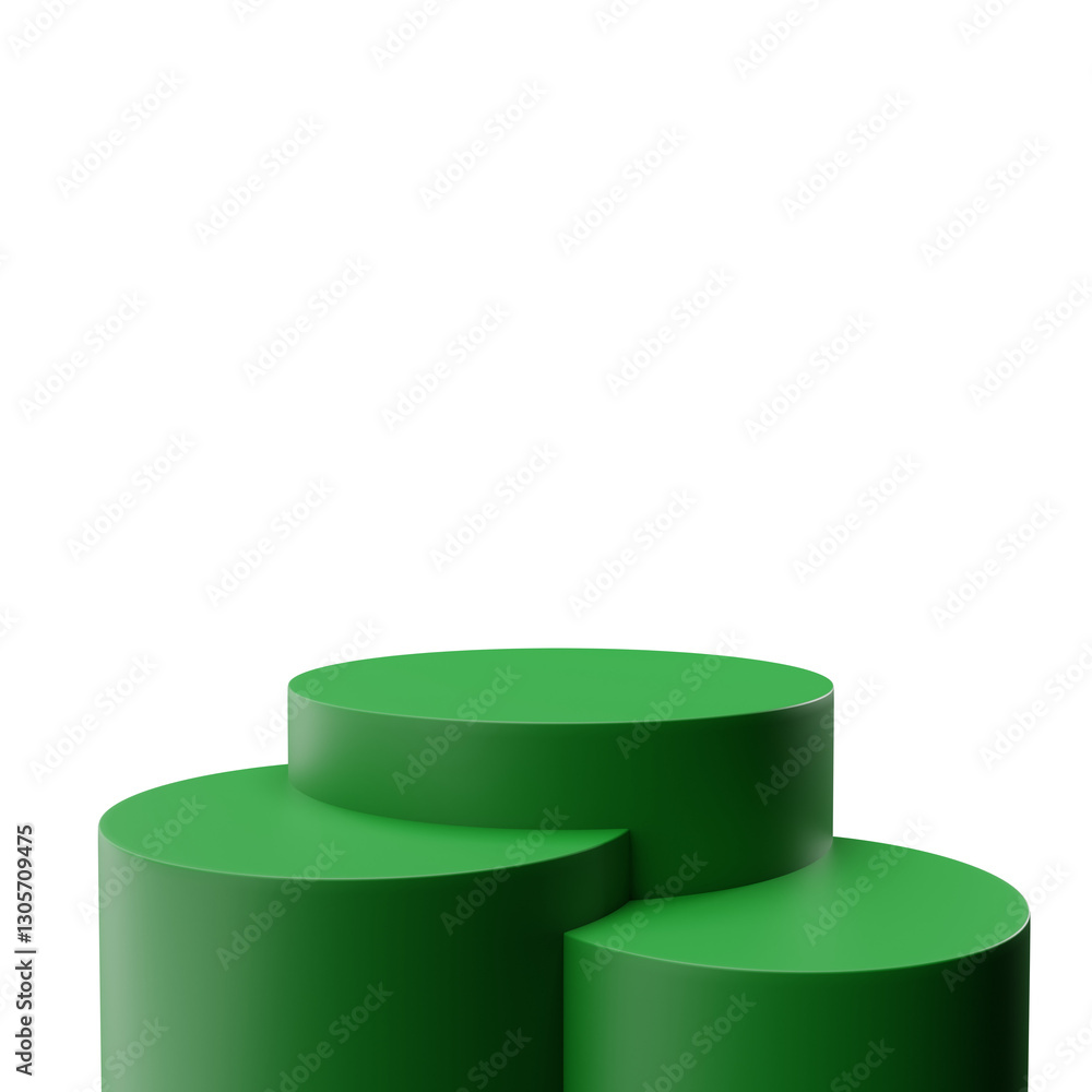 Poster 3d rendering realistic minimal 3 stacking round shape geometric green podium for product showcase an