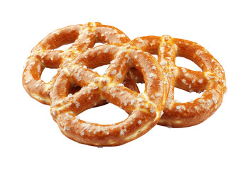 Savoring soft pretzels food market snack. Isolated on transparent background, png.