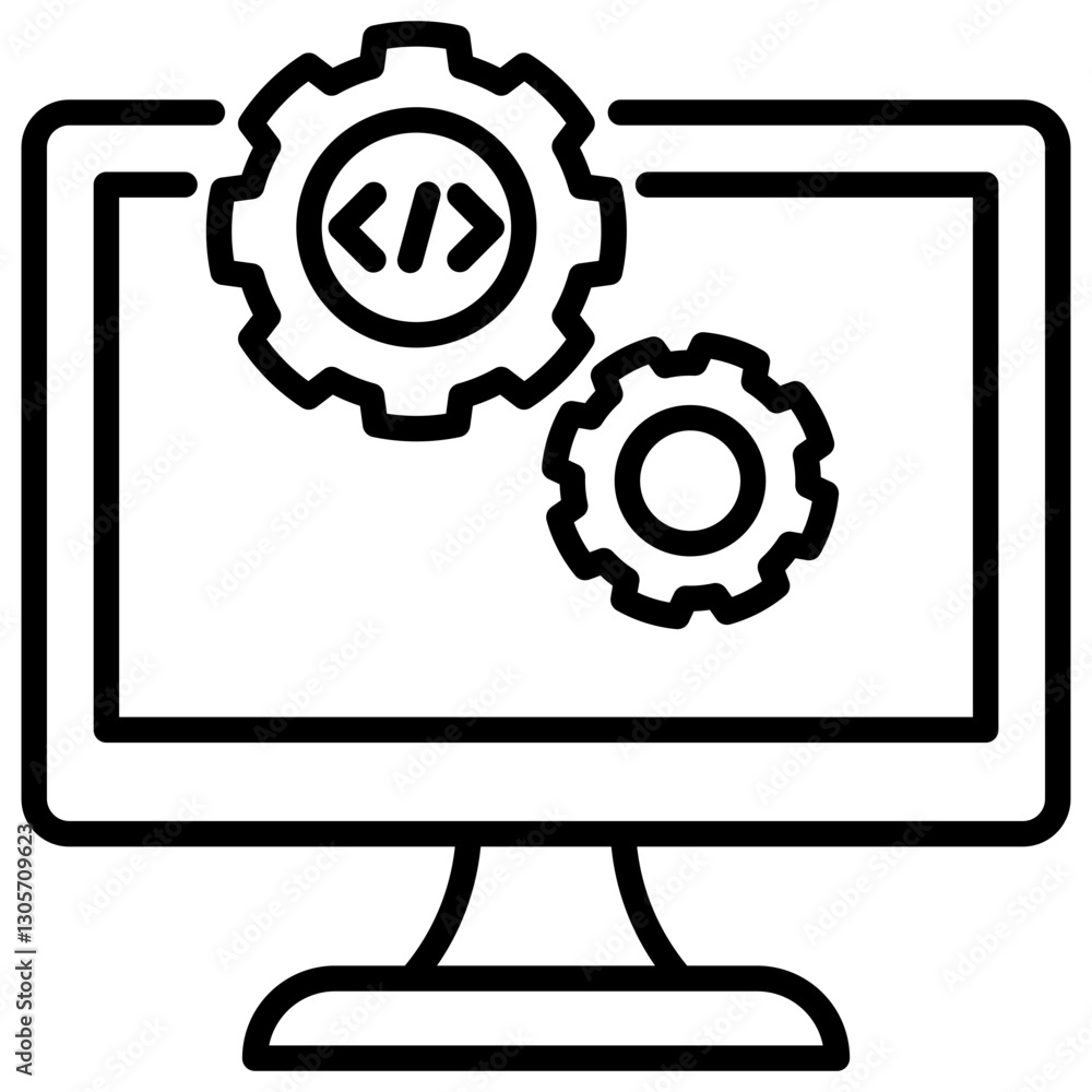 Poster software development line icon