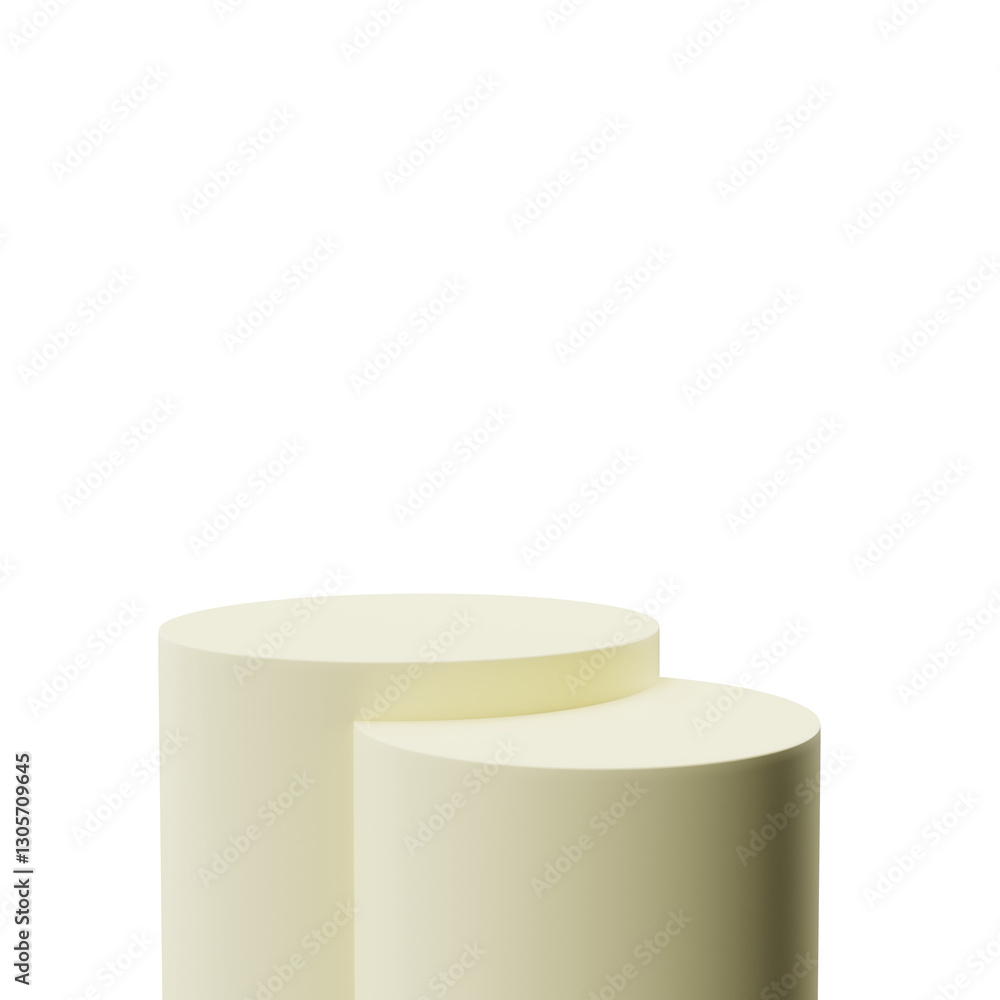Poster 3d rendering realistic minimal 2 stacking round shape geometric cream pastel color podium for produc