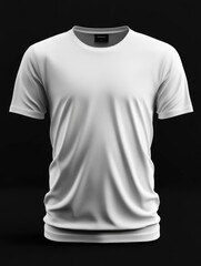 Plain white T-shirt shown from the front, designed for showcasing styles and textures, against a dark background to emphasize simplicity