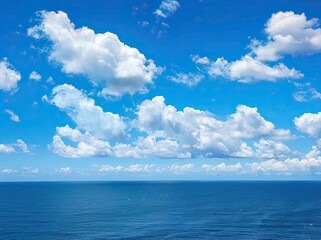 Obraz premium The tranquil blue of Lake Michigan merges with the distant horizon on a summer day