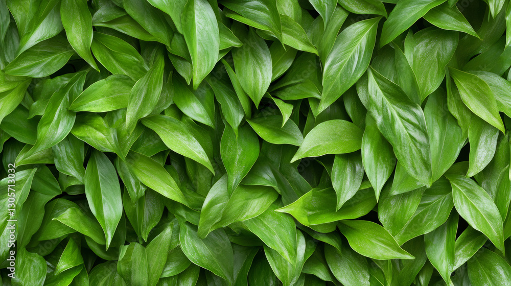 Aufkleber vivid green leaves layering densely, creating intricate botanical texture with rich organic depth an