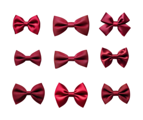 Elegant red bow ties display stylish atmosphere top-down view fashion accessories isolated on transparent background