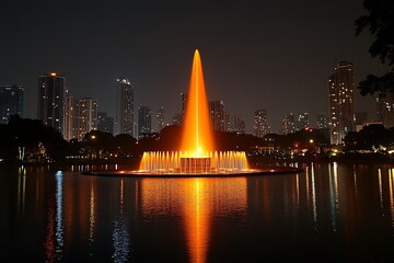 Night Fountain, City Park, Illumination