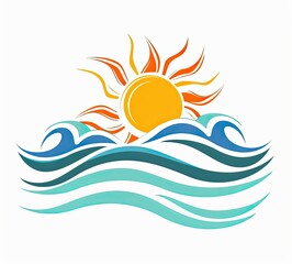 Obraz premium An illustration of a beautiful sunset backdrop featuring an island and a sandy beach