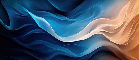 Obraz premium Abstract blue and beige flowing waves.