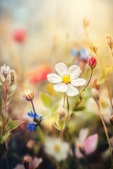 Beautiful colorful wild flowers in Spring.