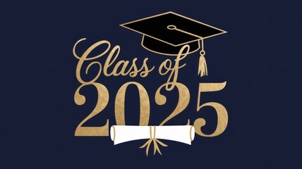 Class of 2025 Refined Graduation Emblem with Gold Typography Generative AI