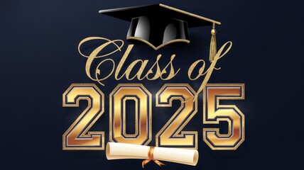 Class of 2025 Refined Graduation Emblem with Gold Typography Generative AI