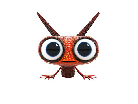 3D extraterrestrial alien with big glowing eyes 