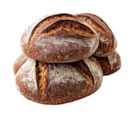 Freshly baked artisan bread loaves bakery food rustic culinary delight isolated on transparent background