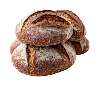 Freshly baked artisan bread loaves bakery food rustic culinary delight isolated on transparent background