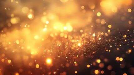 Obraz premium Glittering aurora borealis on a warm golden hue, glow, light, ethereal. Ethereal - Clouds. Illustration