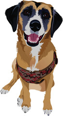 Vector illustration Dog sitting cartoon design style
