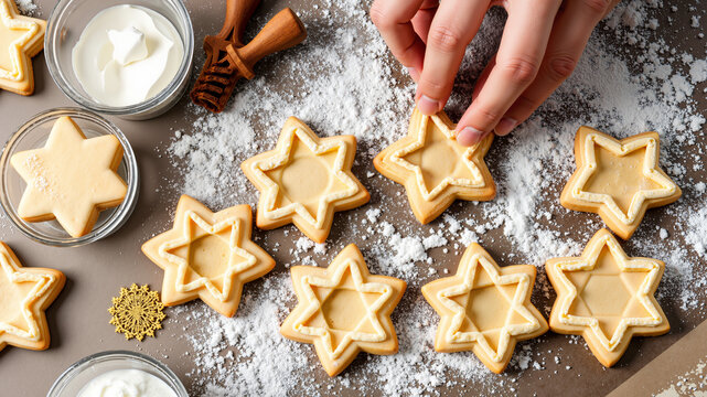 decorating hamantaschen cookies