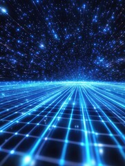 High-tech interface with stars in the background