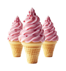 Delicious ice cream cones dessert shop food bright environment view sweet treat concept isolated on transparent background