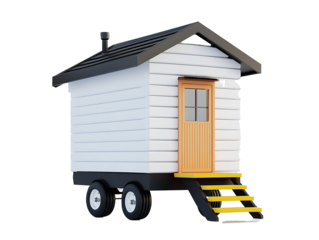 3D tiny house on wheels 
