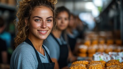 Social workers gather in a bustling donation center, planning and organizing collected items to support community outreach programs. Their teamwork shines as they serve others