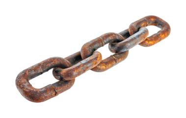 Rusty chain link industrial environment grunge aesthetic detailed viewpoint isolated on transparent background