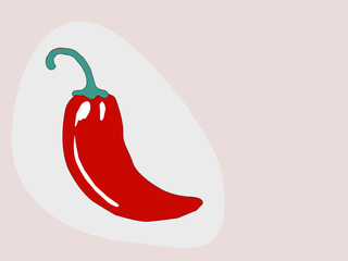 Red chili pepper. Vibrant red chili pepper illustration. Hand drawn red chili pepper. Red hot chili pepper. Red pepper in sketch style . Realistic hand drawn drawing of a whole ripe red chili pepper.