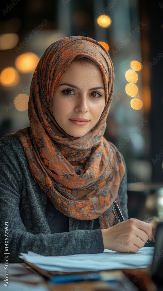 Fototapete a dedicated social worker is focused on helping a refugee navigate their situation. the setting is w