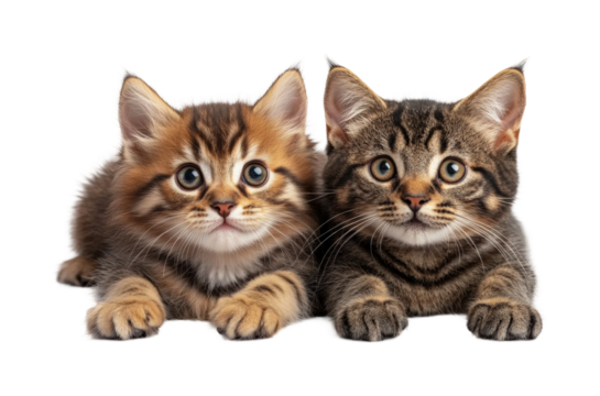 Playful kittens cuddling together animal bright environment adorable companionship isolated on transparent background